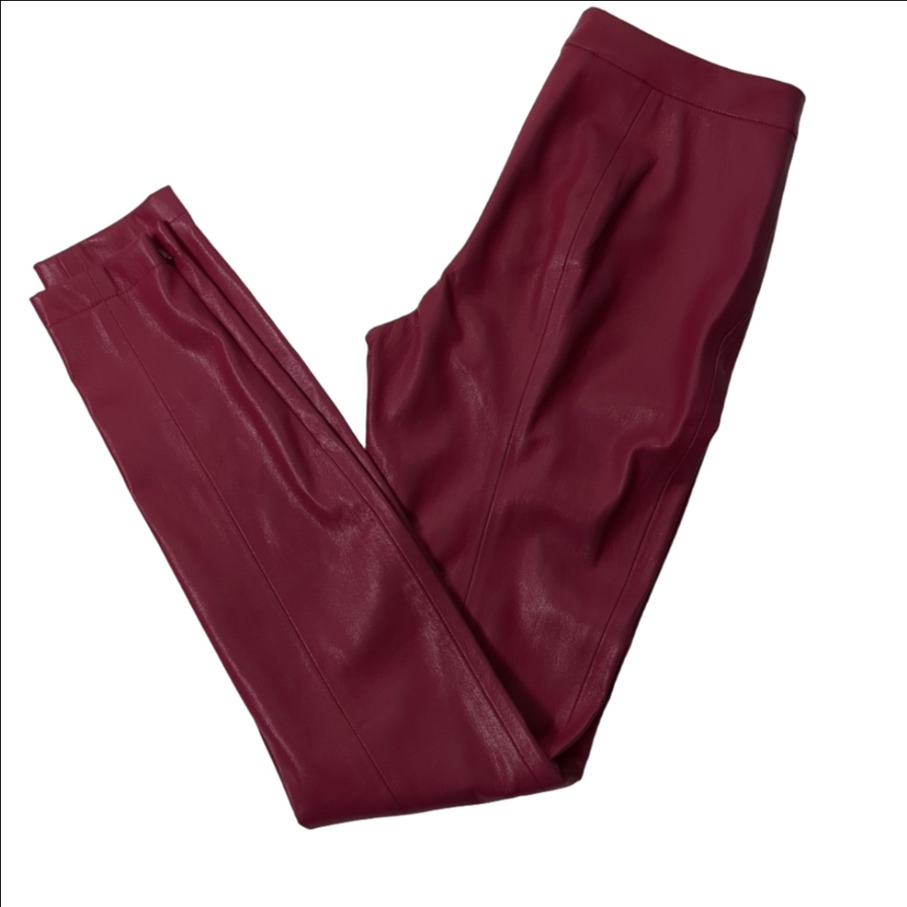 Hugo Boss Women's IT 38/US 2 Faux Leather Skinny Pants Magenta